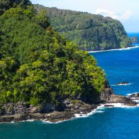 Green forest beachside in Hana