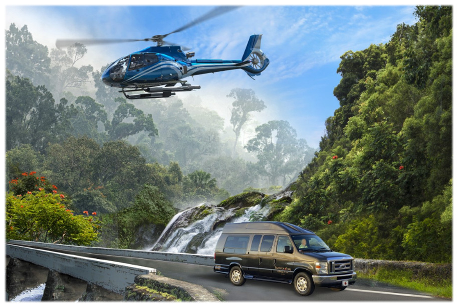 Luxuray Limo Van in Hana with Helicopter