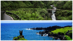 Hana View of Ocean and Waterfalls