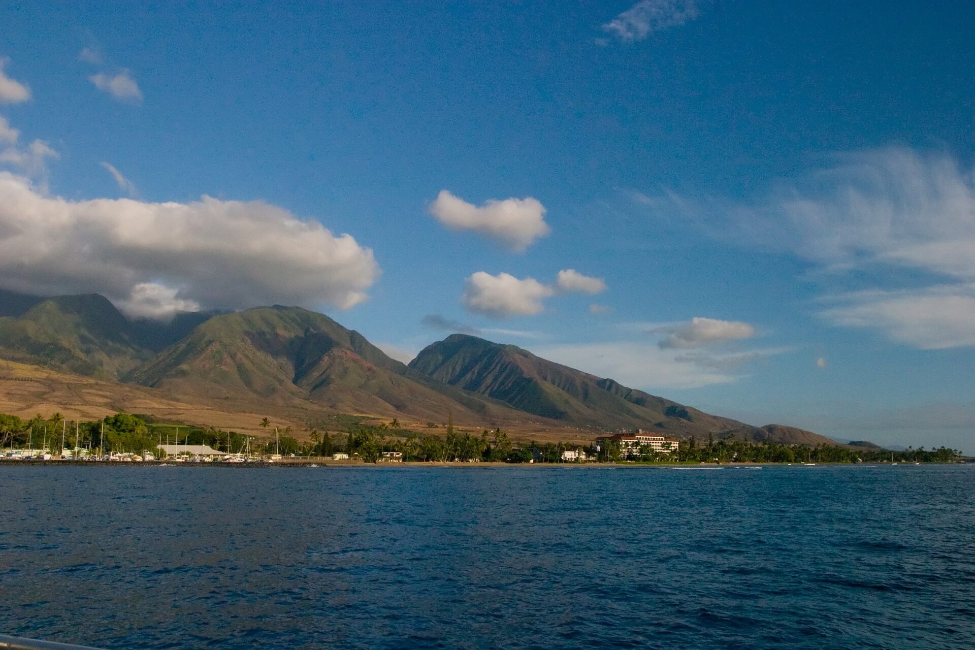 View of Lahaina and Puamana from the sea.
