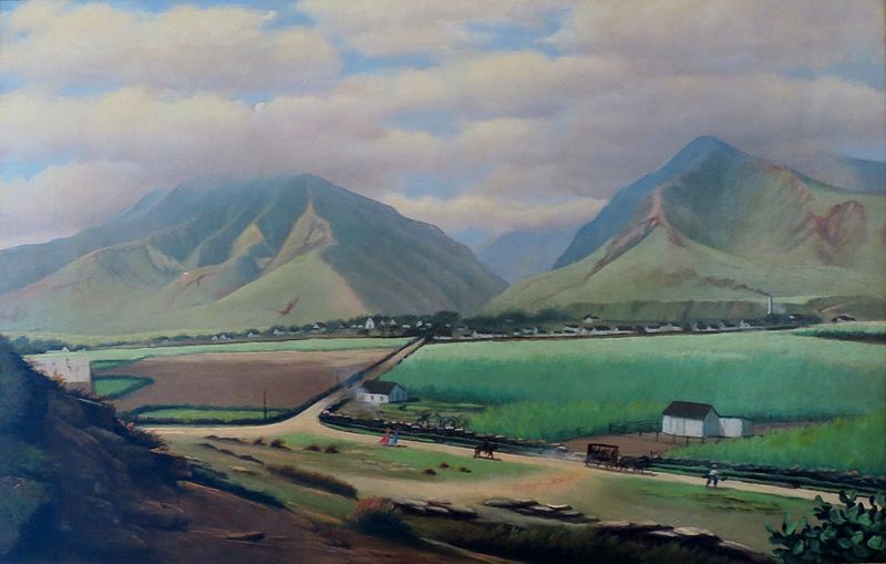 Painting of old Kahului and Wailuku, Maui