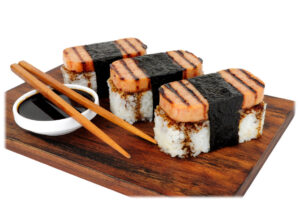 Ahi Poke Musubi mixes two favorite island foods, Poke and rice.